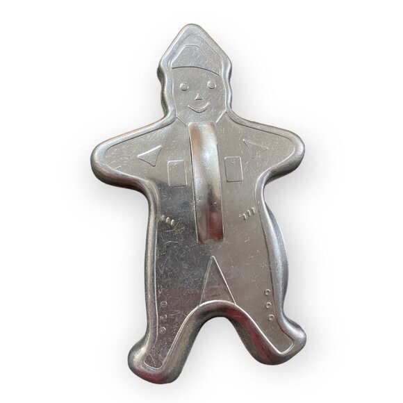 Vintage Aluminum Gingerbread Man Cookie Cutter 6"x3.75" Baking Tool - Picture 1 of 3